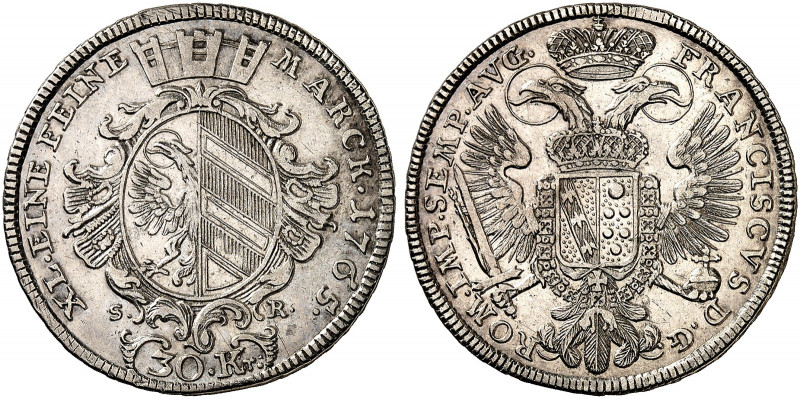 NÜRNBERG. - Stadt. 
30 Kreuzer 1765, mit Titel Franz I. Kellner 355, Slg. Erl. ...
