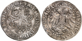 OETTINGEN. Karl Wolfgang, Ludwig XV. und Martin, 1534-1546. 
Taler 1546, mit Titel Karl V. Dav. 9618, Löffelh. 181 ss