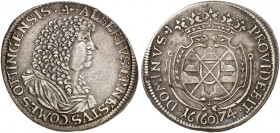 OETTINGEN. Albert Ernst, 1659-1683. 
Gulden zu 60 Kreuzer 1674. Dav. 735, Löffelh. 305 min. Sfr., ss