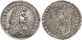 SACHSEN - COBURG. Albrecht III., 1680-1699. 
2/3 Taler 1686, Coburg. Dav. 836, Grasser 373b, Slg. Mers. 3378 kl. Sfr., ss - vz