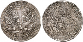 SACHSEN - COBURG - EISENACH. Johann Casimir und Johann Ernst, 1572-1633. 
Taler 1598, Saalfeld. Dav. 9758, Schnee 174, Grasser 87, Slg. Mers. - f. vz
