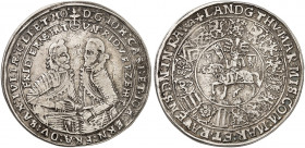 SACHSEN - COBURG - EISENACH. Johann Casimir und Johann Ernst, 1572-1633. 
1/2 Taler 1618, Coburg. Grasser 114, Slg. Mers. - ss