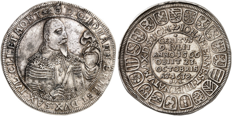 SACHSEN - COBURG - EISENACH. Johann Ernst, 1633-1638. 
Taler 1638, Coburg, auf ...
