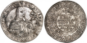 SACHSEN - COBURG - EISENACH. Johann Ernst, 1633-1638. 
Taler 1638, Coburg, auf seinen Tod. Dav. 7440, Schnee 226, Grasser 280, Slg. Mers. 3027 f. Kr....