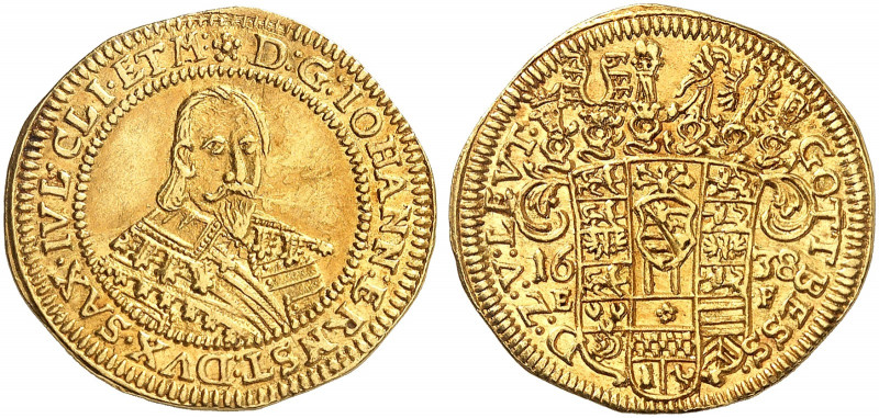 SACHSEN - COBURG - EISENACH. Johann Ernst, 1633-1638. 
Dukat 1638, Coburg. Frie...
