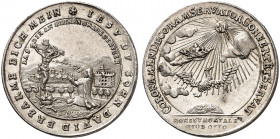SACHSEN - COBURG - SAALFELD. Christian Ernst, 1729-1745. 
Silberdickabschlag von den Stempeln des Dukaten o. J. (1745), Saalfeld, auf seinen Tod. Gra...