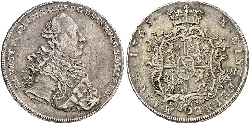 SACHSEN - COBURG - SAALFELD. Ernst Friedrich, 1764-1800. 
Konventionstaler 1765...
