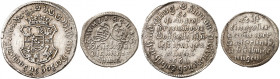 SACHSEN - WEIMAR. Wilhelm, 1640-1662. 
Lot von 2 Stück: 3 Pfennig, Groschen 1661, Weimar, auf die Teilung der Grafschaft Henneberg und Huldigung in I...