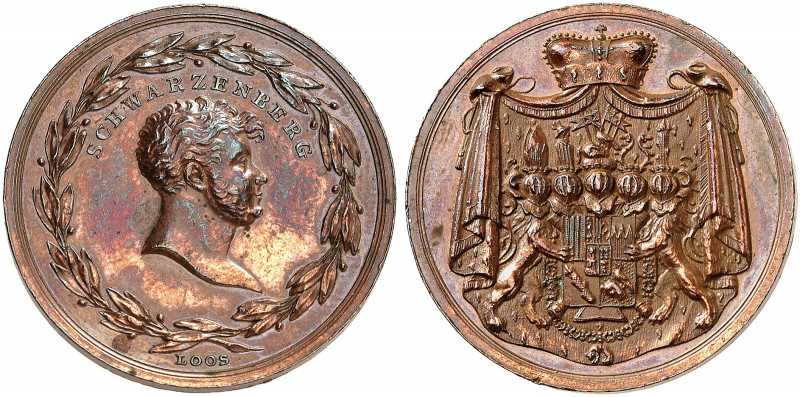 SCHWARZENBERG. - Fürstentum. Karl, * 1771, + 1820. 
Bronzemedaille o. J.(1815, ...
