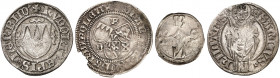 WÜRZBURG. - Bistum. Johann II. von Grumbach, 1455-1466. 
Lot von 3 Stück: Schilling o. J., Rudolph II. von Scherenberg, Pfennig, Schilling o. J. Ehwa...