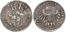 WÜRZBURG. - Bistum. Melchior Zobel von Giebelstadt zum Guttenberg, 1544-1558. 
Taler 1555, mit Titel Karl V. Dav. 9975, Helm. 55, Slg. Pil. 907 R ! m...