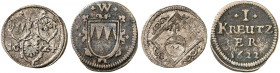 WÜRZBURG. - Bistum. Johann Gottfried von Aschhausen, 1617-1622. 
Lot von 2 Stück: Kipper-1 Kreuzer 1622, Philipp Adolph von Ehrenberg, Körtling 1624....