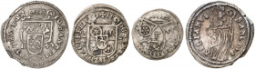 WÜRZBURG. - Bistum. Johann Philipp von Schönborn, 1642-1673. 
Lot von 3 Stück: Schilling 1643, 1651, Körtling 1665. Helm. 335, 340, 347, Slg. Pil. 10...