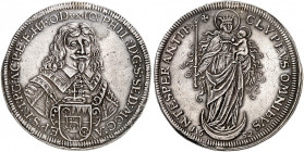 WÜRZBURG. - Bistum. Johann Philipp von Schönborn, 1642-1673. 
Taler 1652, Nürnberg. Dav. 5980, Helm. 320, Slg. Pil. 1025 l. Hksp., Felder min. polier...