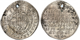 WÜRZBURG. - Bistum. Johann Philipp von Schönborn, 1642-1673. 
3 Kreuzer 1673, auf seinen Tod. Helm. 333, Slg. Pil. 1036 gelocht, f. vz