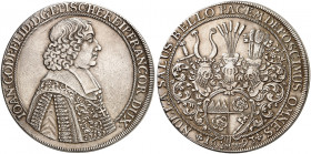 WÜRZBURG. - Bistum. Johann Gottfried II. von Guttenberg, 1684-1698. 
Taler 1693. Dav. 5994, Helm. 449, Slg. Pil. 1066 Rand u. Felder l. bearbeitet, s...