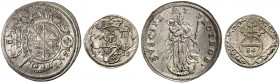 WÜRZBURG. - Bistum. Johann Philipp von Greiffenklau zu Vollraths, 1699-1719. 
Lot von 2 Stück: 4 Kreuzer 1706, Körtling 1715. Helm. 514, 526, Slg. Pi...