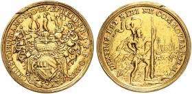 WÜRZBURG. - Bistum. Christoph Franz von Hutten, 1724-1729. 
Doppeldukat o. J., vor der Weihe. Friedb. 3693, Helm. 575, Slg. Pil. 1120 Gold l. Fassung...