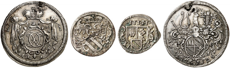 WÜRZBURG. - Bistum. Christoph Franz von Hutten, 1724-1729. 
Lot von 3 Stück: 3 ...