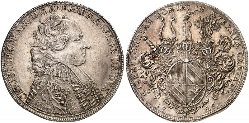WÜRZBURG. - Bistum. Christoph Franz von Hutten, 1724-1729. 
Taler 1725. Dav. 28...