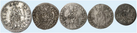 WÜRZBURG. - Bistum. Anselm Franz von Ingelheim, 1746-1749. 
Lot von 5 Stück: Schilling 1746, 1747 (2x), Körtling, 5 Kreuzer 1748. Helm. 667, 668, 669...