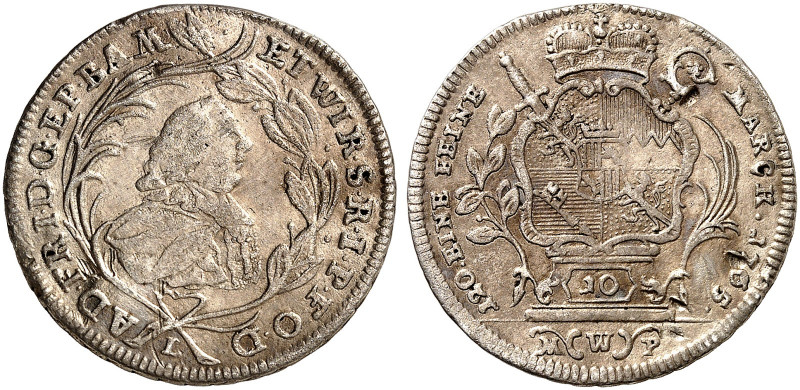 WÜRZBURG. - Bistum. Adam Friedrich von Seinsheim, 1755-1779. 
10 Kreuzer 1765. ...