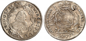WÜRZBURG. - Bistum. Adam Friedrich von Seinsheim, 1755-1779. 
10 Kreuzer 1765. Helm. - , Slg. Pil. 1272 R ! Druckstelle, ss