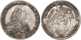 WÜRZBURG. - Bistum. Adam Friedrich von Seinsheim, 1755-1779. 
1/2 Konventionstaler 1765. Helm. 775, Slg. Pil. 1266 Hksp., Felder geglättet, ss