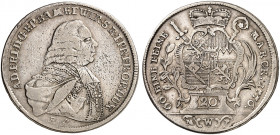 WÜRZBURG. - Bistum. Adam Friedrich von Seinsheim, 1755-1779. 
20 Kreuzer 1776. Helm. 795, Slg. Pil. 1269 ss