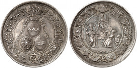 WÜRZBURG. - Bistum. Sedisvakanz 1779. 
Silbermedaille 1779 (von S. Götzinger, 45,5 mm). Drei Wappen in Wappenkranz / Madonna mit Kind über den Stifts...