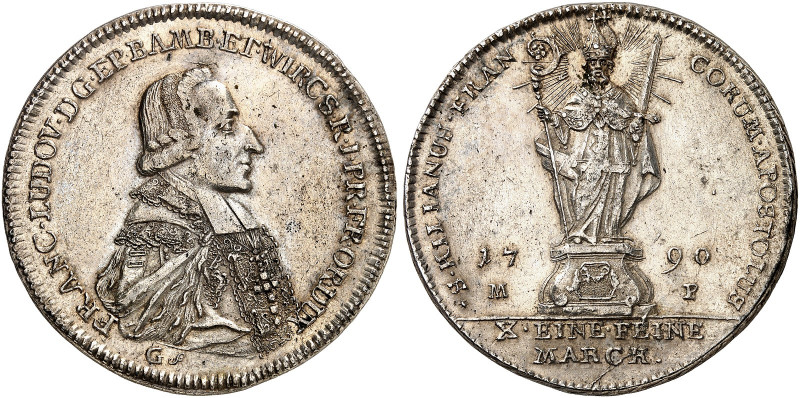WÜRZBURG. - Bistum. Franz Ludwig von Erthal, 1779-1795. 
Konventionstaler 1790....
