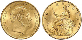 EUROPA. DÄNEMARK. Christian IX., 1863-1906. 
20 Kroner 1873. Friedb. 295, Hede 8 A, Schlumb. 63 Gold prfr