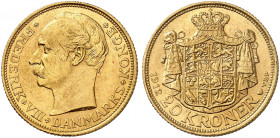 EUROPA. DÄNEMARK. Friedrich VIII., 1906-1912. 
20 Kroner 1912. Friedb. 297, Hede 1, Schlumb. 79 Gold vz+