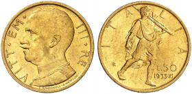 EUROPA. ITALIEN. - Königreich. Victor Emanuel III., 1900-1946. 
50 Lire 1933 (XI), Rom. Friedb. 34, Pagani 660, Schlumb. 115 Gold min. Rdf., vz