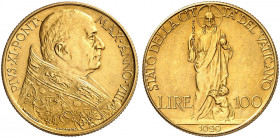 EUROPA. ITALIEN. - VATIKAN. Pius XI., 1922-1939 
100 Lire 1929, ANNO VIII, Rom. Friedb. 283, Munt. 1, Pagani 612, Schlumb. 168 Gold vz