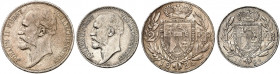 EUROPA. LIECHTENSTEIN. Johann II., 1858-1929. 
Lot von 2 Stück: 1, 2 Franken 1924, Bern. Divo 106, 105, HMZ 2-1381, 2-1380 kl. Rdf., ss - vz, vz