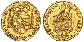 SALZBURG. - Erzbistum. Johann Ernst, Graf von Thun und Hohenstein, 1687-1709. 
1/4 Dukat 1700. Friedb. 835, Pr. 1790, Zöttl 2149 Gold vz