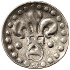 BADEN. Bernhard I., 1372-1431. 
Pfennig. Lilie mit badischem Wappen. Wiel. 29b ss
