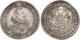 BADEN - BADEN. Wilhelm, 1622-1677. 
Taler 1624. Dav. 6036, Wiel. 256 min. Kr., ss - vz