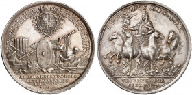 BADEN - BADEN. Ludwig Wilhelm, "Türkenlouis", 1677-1707. 
Silbermedaille 1691 (von G. Hautsch, 43,1 mm), auf den Sieg über die Türken bei Salankamen....