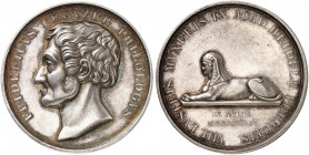 BADEN - DURLACH. Karl Leopold Friedrich, 1830-1852. 
Silbermedaille 1844 (von L. Kachel, 41,0 mm), auf das 40-jährige Dienstjubiläum des Philologen G...