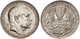 GOETZMEDAILLEN. 
Silbermedaille 1927 (36,1 mm), auf den 80. Geburtstag von Reichspräsident Paul v. Hindenburg. Büste / Wappen. Kienast 386 vz - St