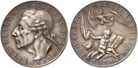 GOETZMEDAILLEN. 
Silbermedaille 1936 (36,2 mm), auf den 150. Todestag von Friedrich dem Großen. Büste n. links / Preussischer Adler mit Krönungsinsig...