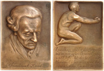 ZEITGESCHICHTE. 
Bronzeplakette o. J. (1904, von Louise Federn-Staudinger, 44,7 x 61,9 mm), auf den 100. Todestag von Immanuel Kant. Brustbild v. vor...