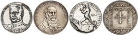 ZEITGESCHICHTE. 
Lot von 2 Stück: Silbermedaille 1914 (von Lauer, 33,3), auf die Befreiung Ostpreussens, Silbermedaille o. J. (unsigniert, 35,9 mm), ...