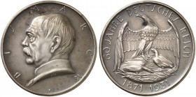 ZEITGESCHICHTE. 
Silbermedaille 1931 (von F. Hörnlein, 35,8 mm), auf den gleichen Anlaß wie vorher. Büste von Bismarck n. links / Adler im Horst. A. ...