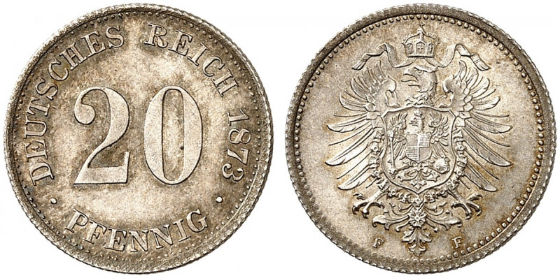 KAISERREICH. KLEINMÜNZEN. J. 5, EPA 40. 
20 Pfennig 1873 F. schöne Patina, St