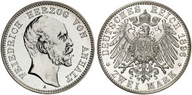 ANHALT. Friedrich I., 1871-1904. J. 20, EPA 2/2 
2 Mark 1896. winz. Haarlinien, PP