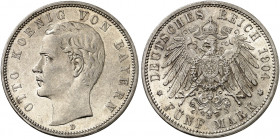 BAYERN. Otto II., 1886-1913. J. 46, EPA 5/14 
5 Mark 1904. vz - St