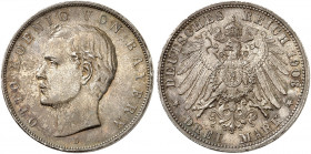 BAYERN. Otto II., 1886-1913. J. 47, EPA 3/4 
3 Mark 1908. schöne Patina, vz - St